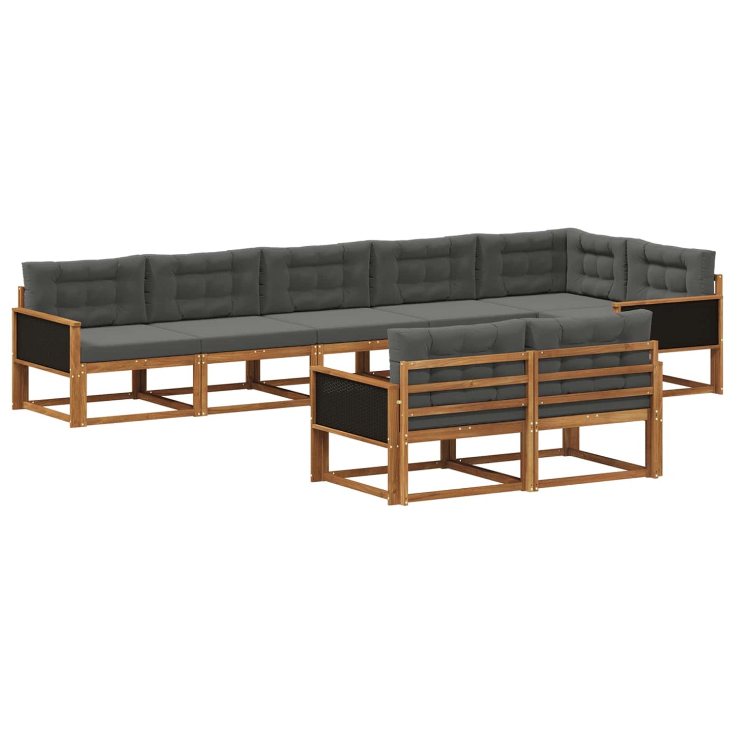 Set di divani da esterno con cuscino 8 pcs Naturale e Antracite | homemem39