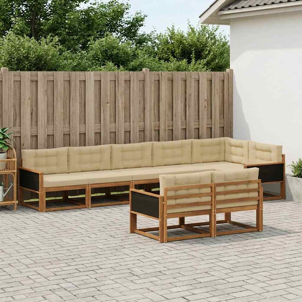 Set di divani da esterno con cuscino 8 pcs Naturale e Beige | homemem39