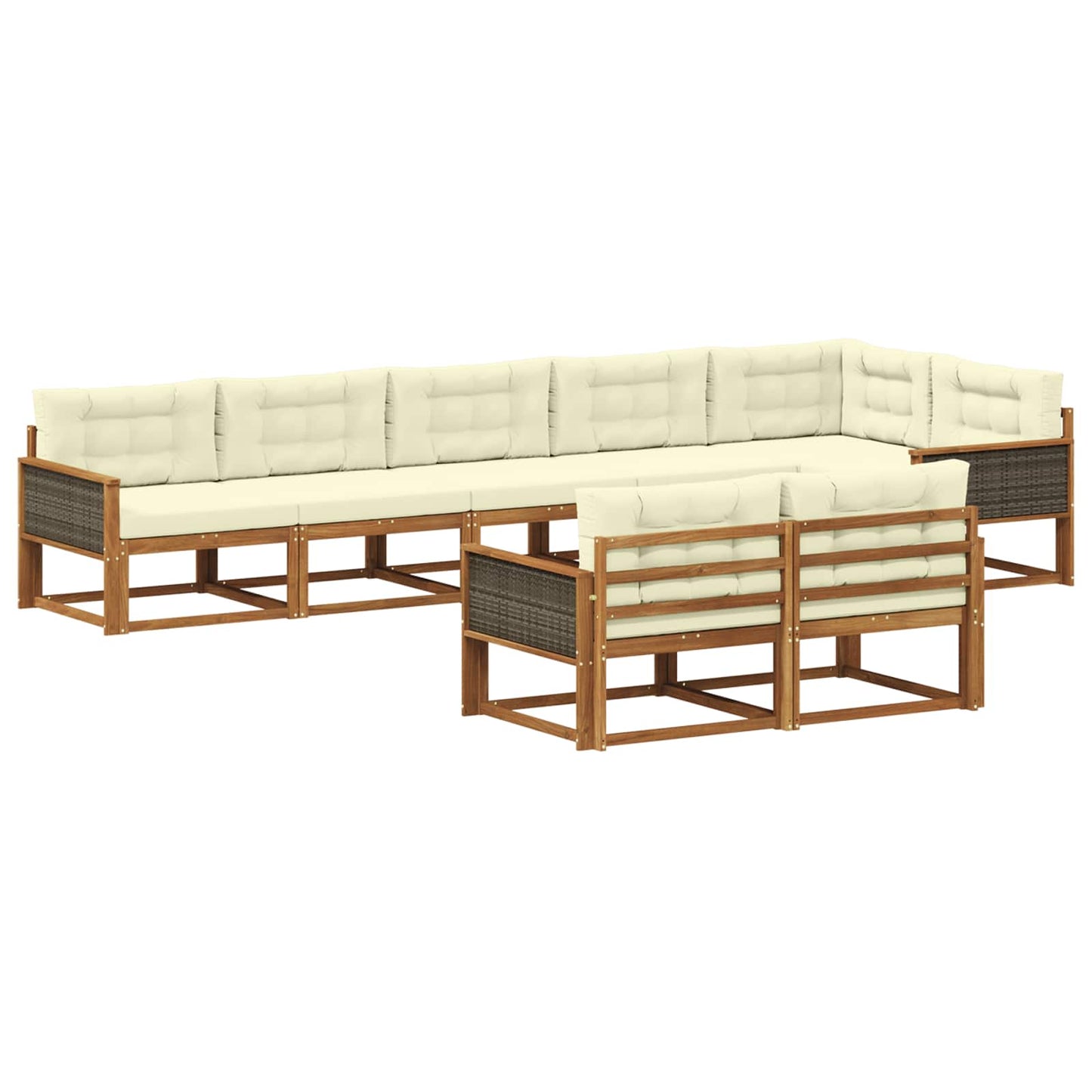 Set di divani da esterno con cuscino 8 pcs Naturale e Crema | homemem39