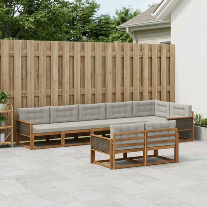 Set di divani da esterno 8 pcs Naturale e Grigio chiaro | homemem39