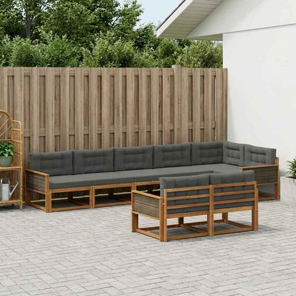 Set di divani da esterno con cuscino 8 pcs Naturale e Antracite | homemem39