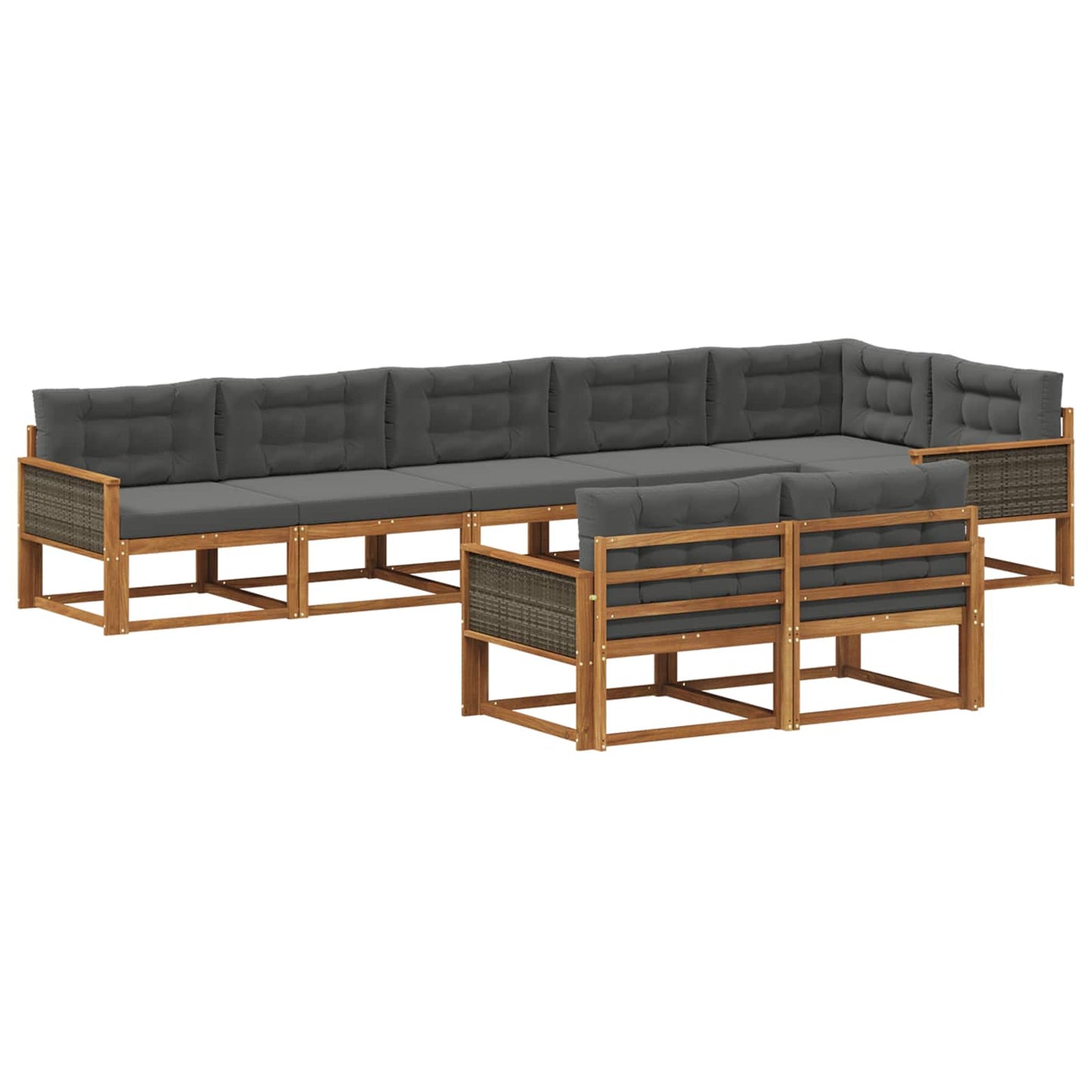 Set di divani da esterno con cuscino 8 pcs Naturale e Antracite | homemem39