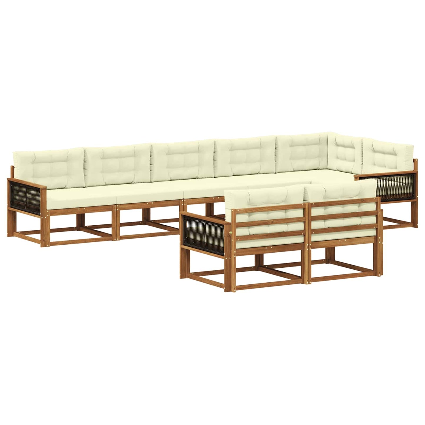Set di divani da esterno con cuscino 8 pcs Naturale e Crema | homemem39