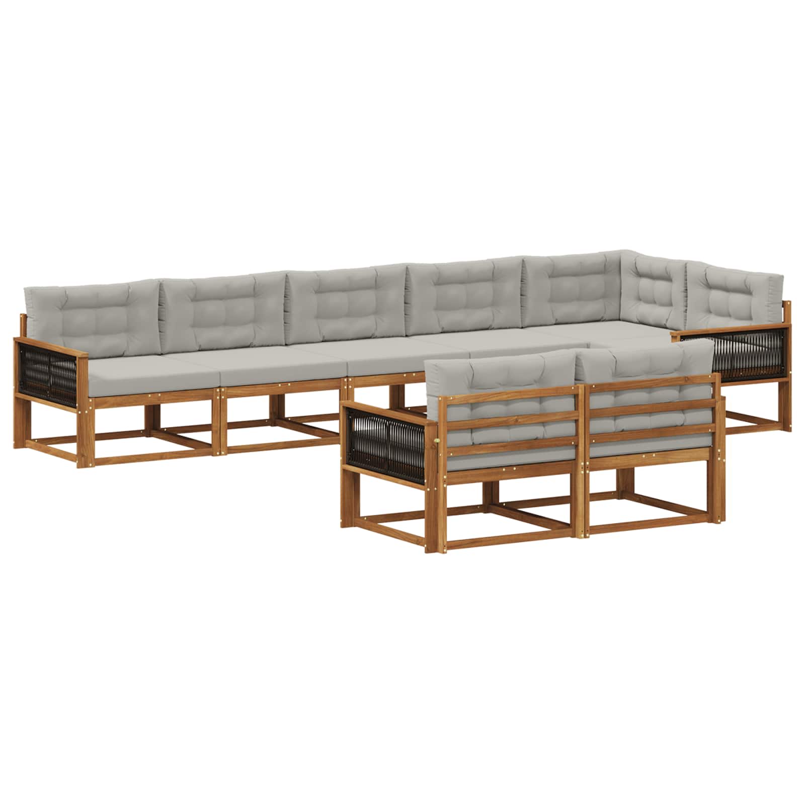 Set di divani da esterno 8 pcs Naturale e Grigio chiaro | homemem39