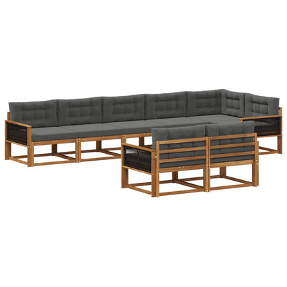 Set di divani da esterno con cuscino 8 pcs Naturale e Antracite | homemem39