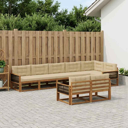 Set di divani da esterno 8 pcs Naturale e Beige