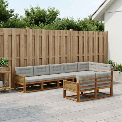 Set di divani da esterno 8 pcs Naturale e Grigio chiaro