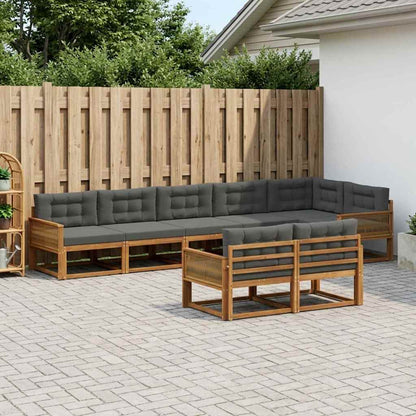 Set di divani da esterno con cuscino 8 pcs Naturale e Antracite | homemem39