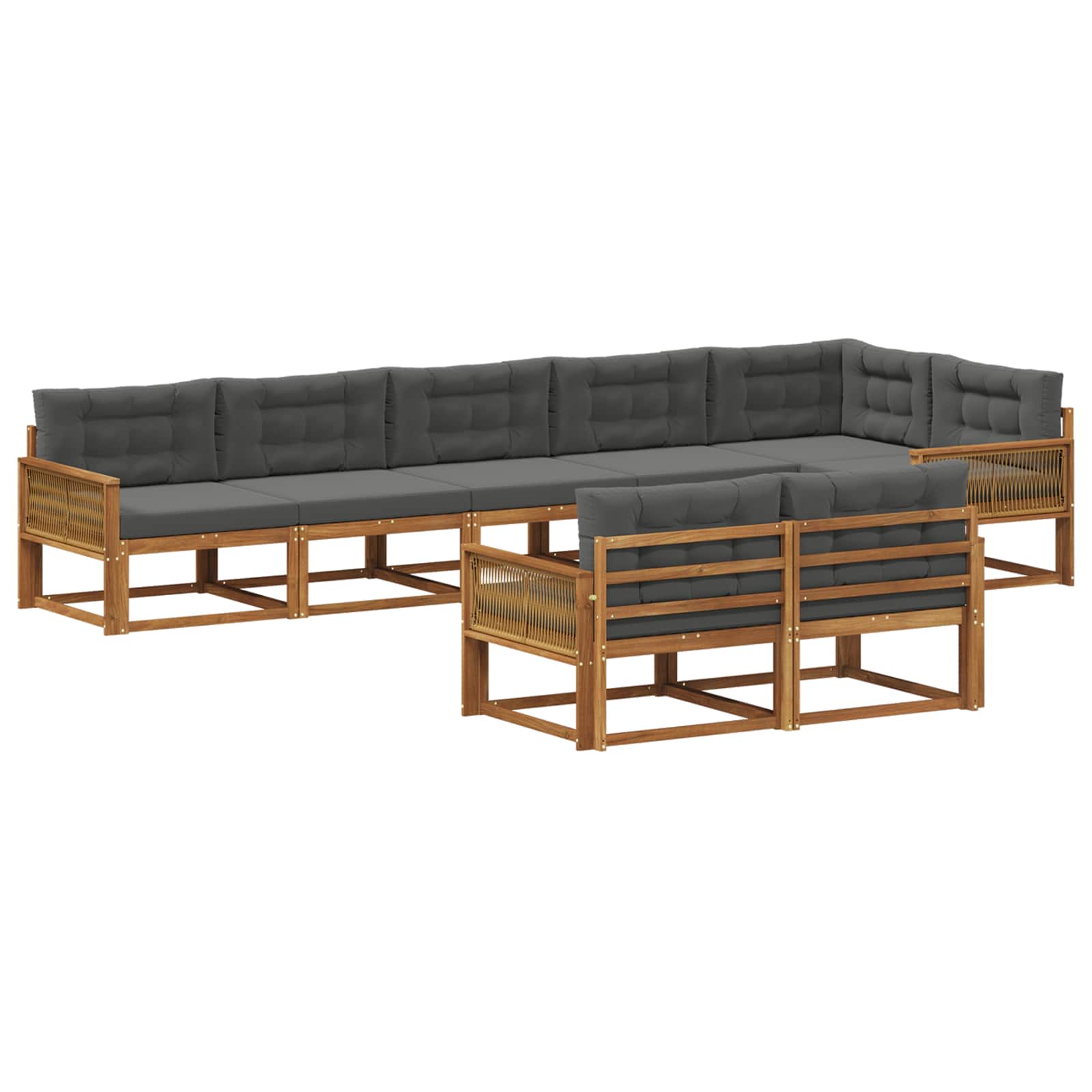 Set di divani da esterno con cuscino 8 pcs Naturale e Antracite | homemem39