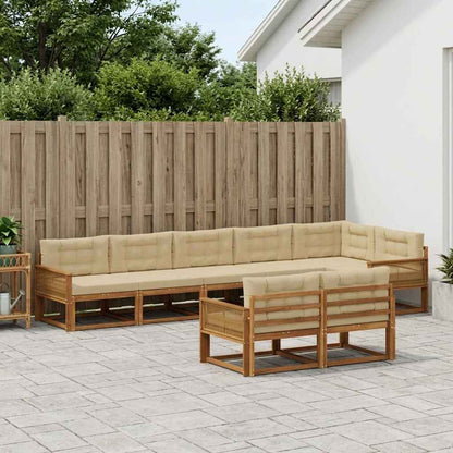 Set di divani da esterno con cuscino 8 pcs Naturale e Beige | homemem39