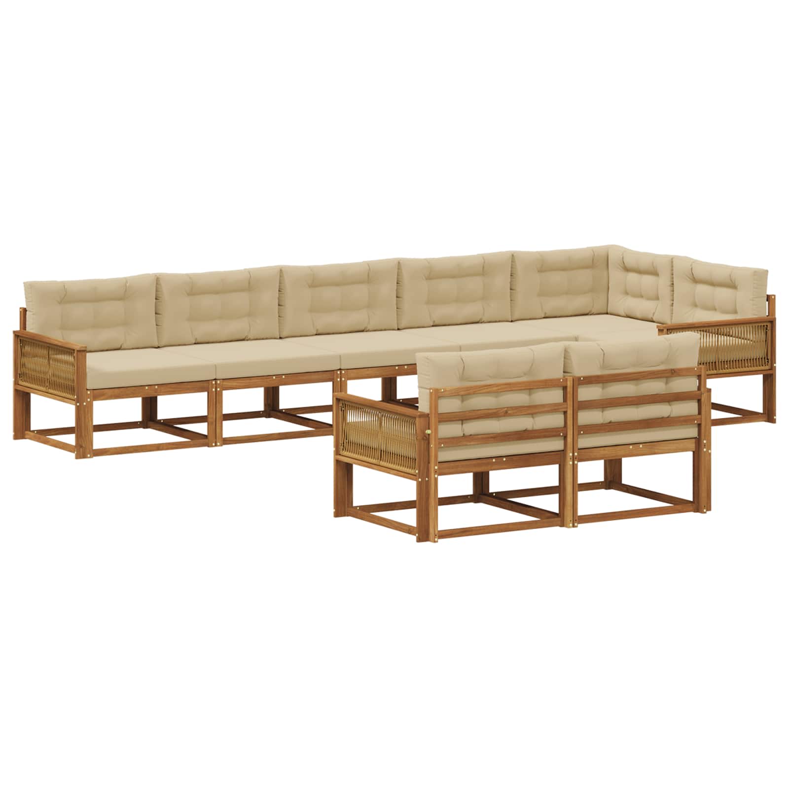 Set di divani da esterno con cuscino 8 pcs Naturale e Beige | homemem39