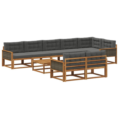 Set di divani da esterno con cuscino 9 pcs Naturale e Antracite | homemem39