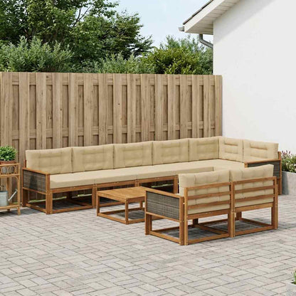 Set di divani da esterno con cuscino 9 pcs Naturale e Beige | homemem39