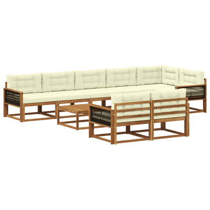 Set di divani da esterno con cuscino 9 pcs Naturale e Crema | homemem39