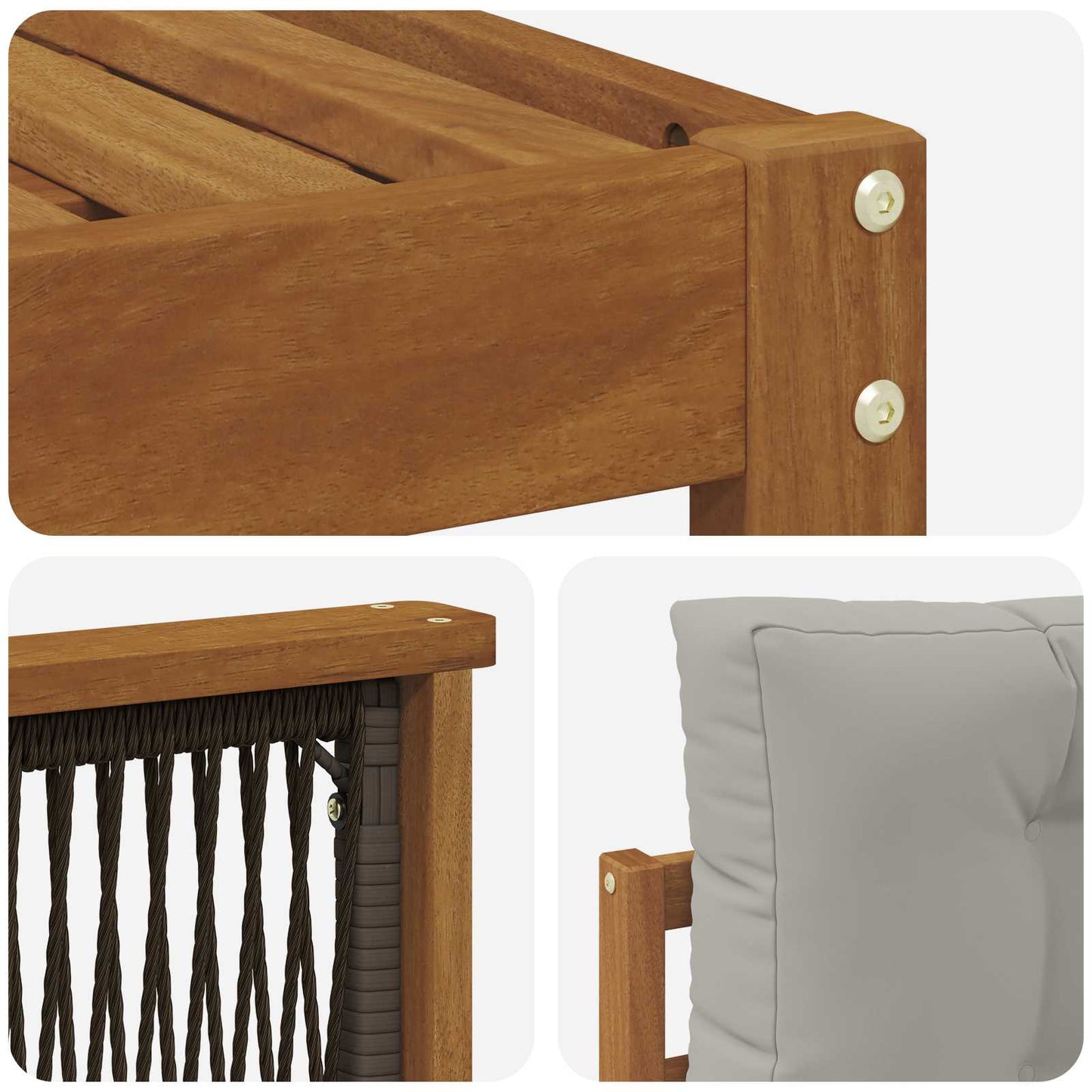 Set di divani da esterno 9 pcs Naturale e Grigio chiaro | homemem39