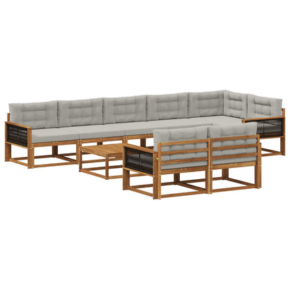 Set di divani da esterno 9 pcs Naturale e Grigio chiaro | homemem39