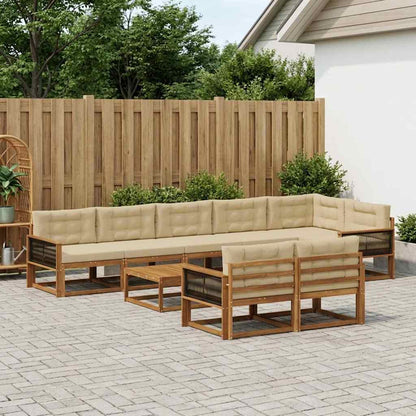 Set di divani da esterno con cuscino 9 pcs Naturale e Beige | homemem39