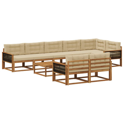 Set di divani da esterno con cuscino 9 pcs Naturale e Beige | homemem39