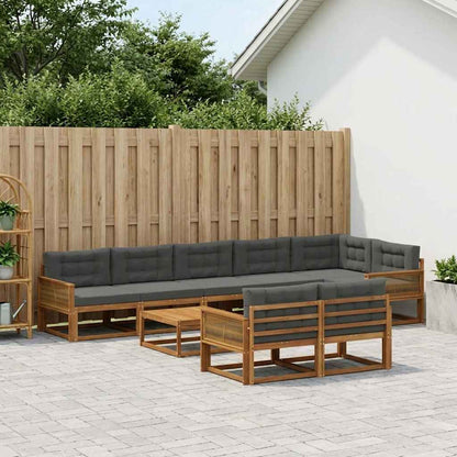 Set di divani da esterno con cuscino 9 pcs Naturale e Antracite | homemem39