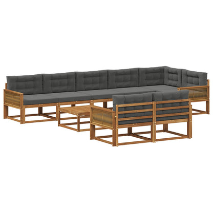 Set di divani da esterno con cuscino 9 pcs Naturale e Antracite | homemem39