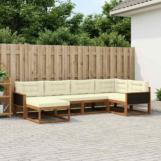 Set di divani da esterno con cuscino 6 pcs Naturale e Crema | homemem39