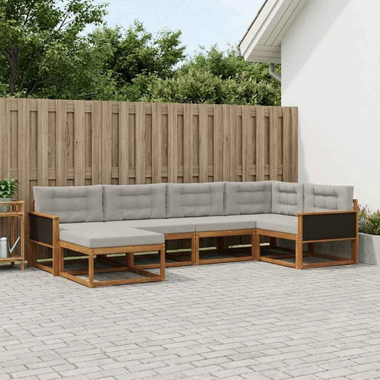 Set di divani da esterno 6 pcs Naturale e Grigio chiaro | homemem39