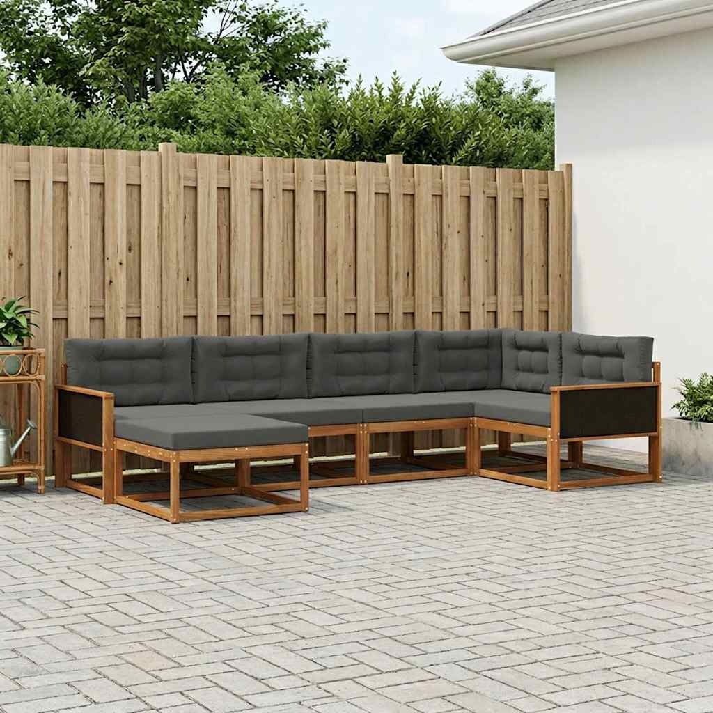 Set di divani da esterno con cuscino 6 pcs Naturale e Antracite | homemem39