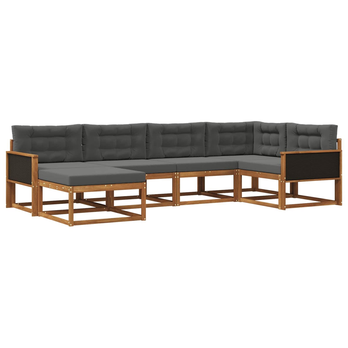 Set di divani da esterno con cuscino 6 pcs Naturale e Antracite | homemem39