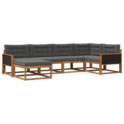 Set di divani da esterno con cuscino 6 pcs Naturale e Antracite | homemem39