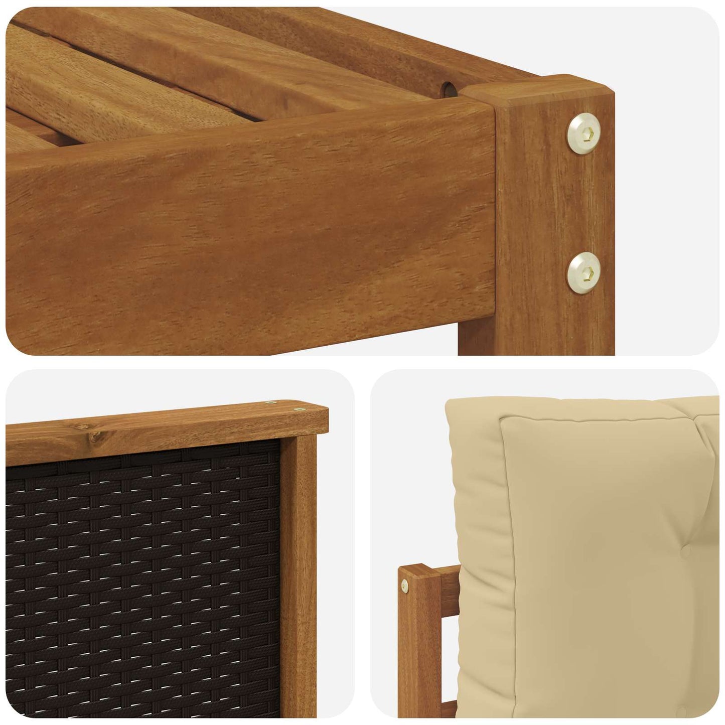 Set di divani da esterno con cuscino 6 pcs Naturale e Beige | homemem39