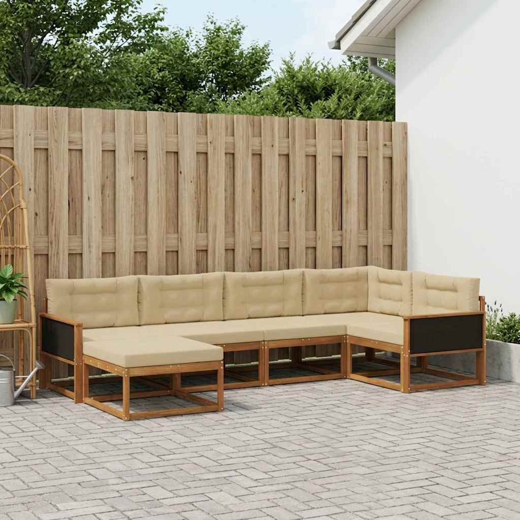 Set di divani da esterno con cuscino 6 pcs Naturale e Beige | homemem39