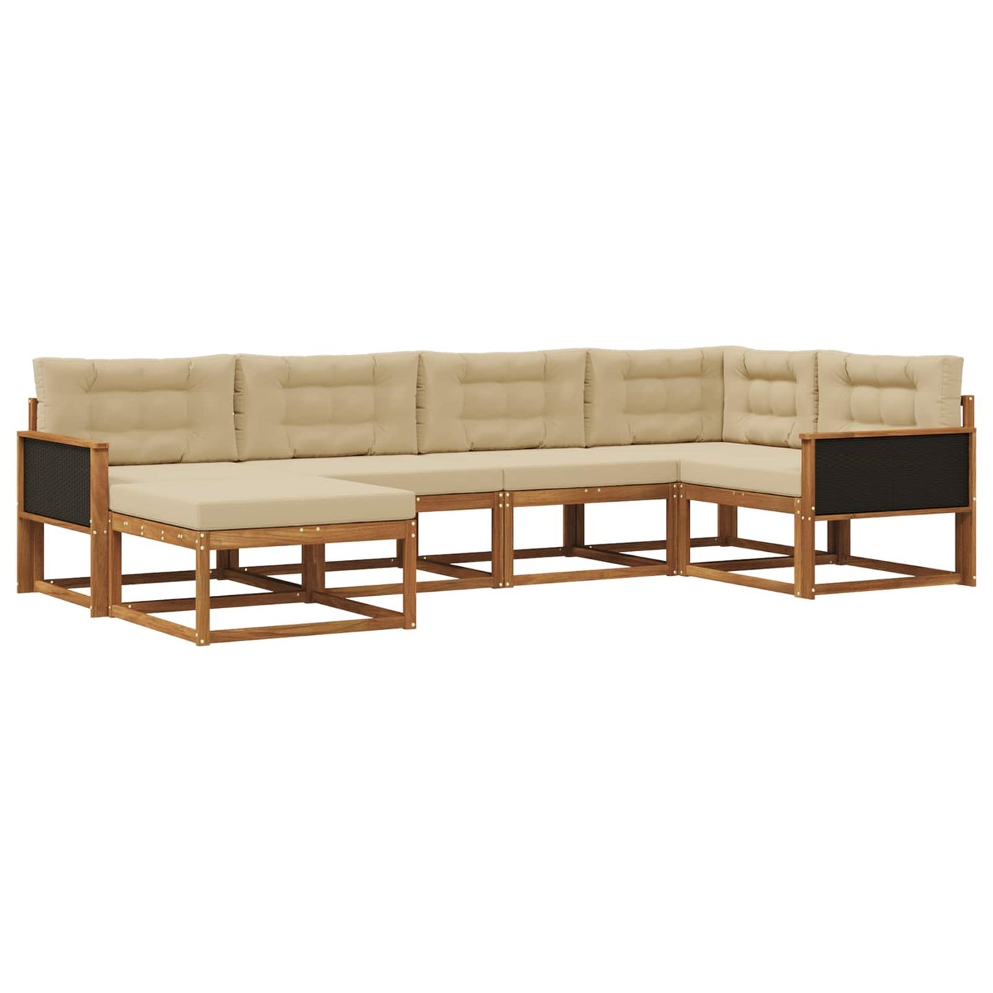 Set di divani da esterno con cuscino 6 pcs Naturale e Beige | homemem39