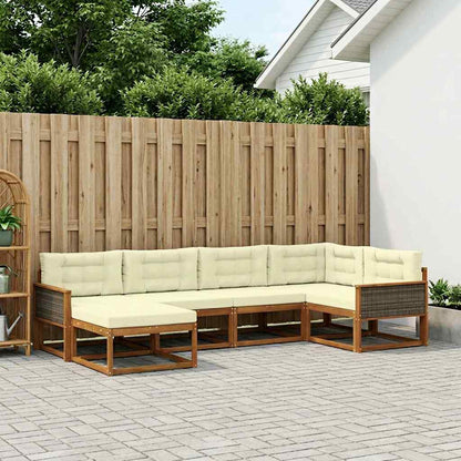 Set di divani da esterno con cuscino 6 pcs Naturale e Crema | homemem39