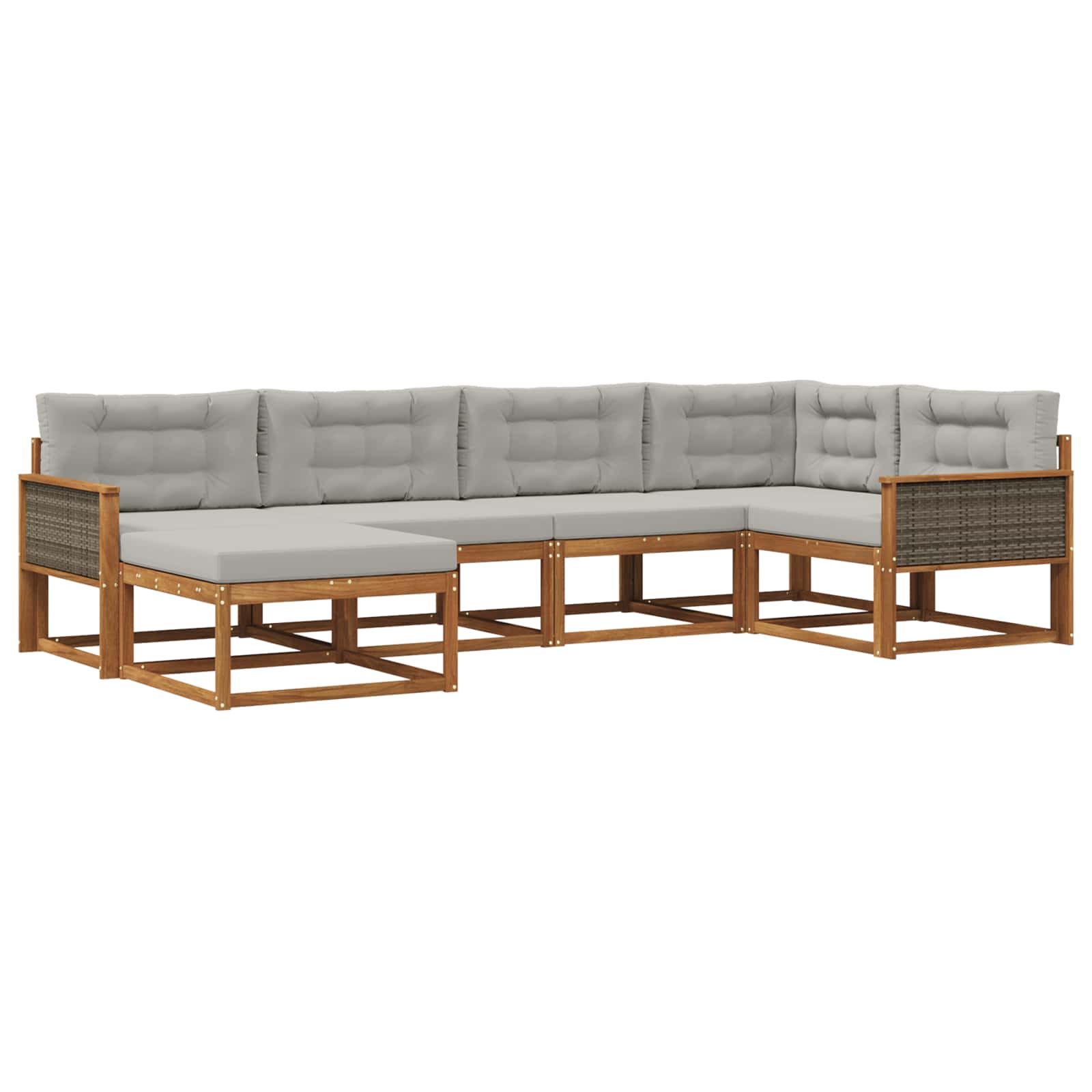 Set di divani da esterno 6 pcs Naturale e Grigio chiaro | homemem39
