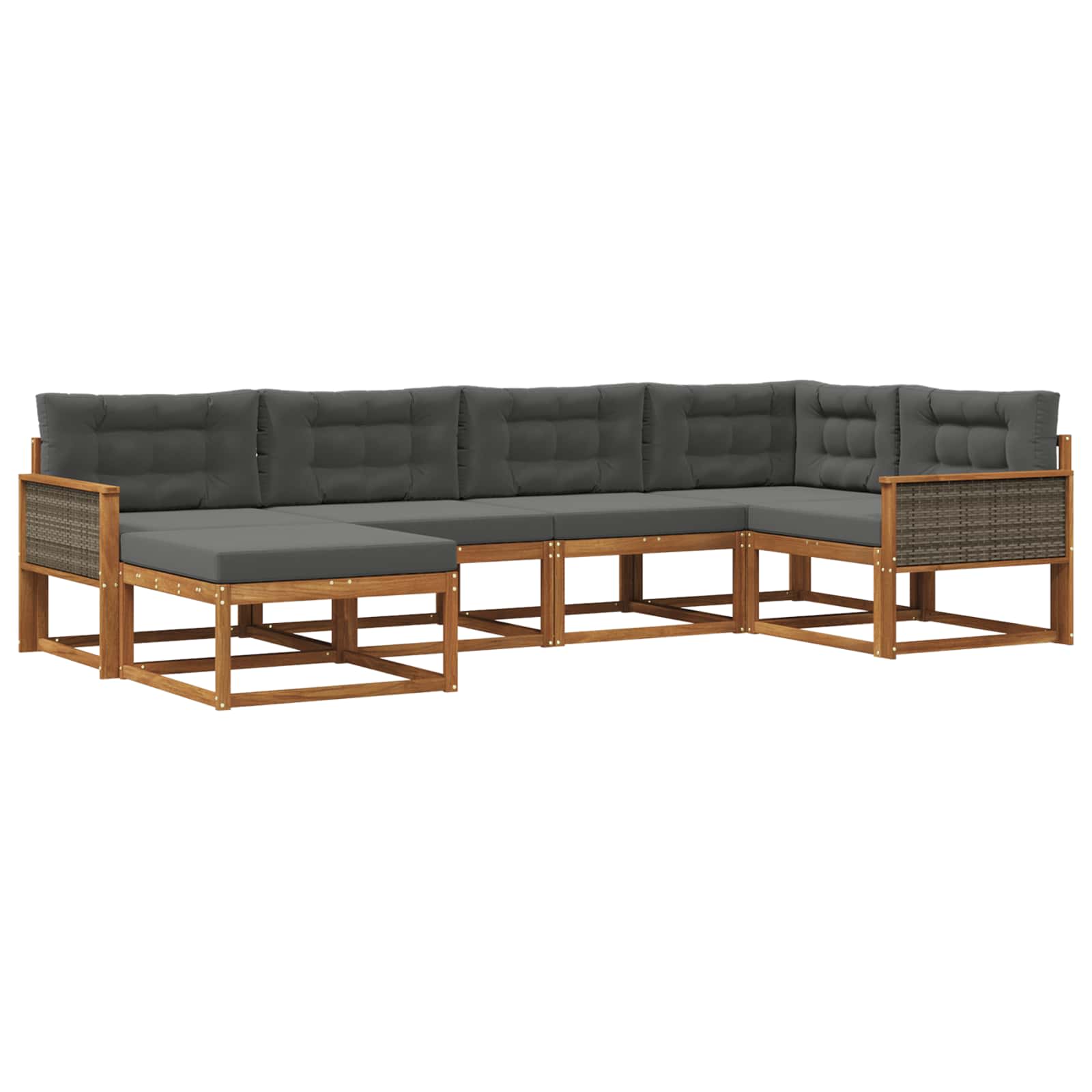 Set di divani da esterno con cuscino 6 pcs Naturale e Antracite | homemem39