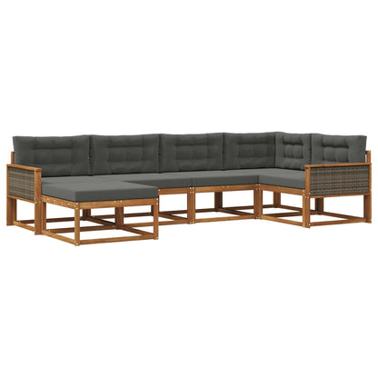 Set di divani da esterno con cuscino 6 pcs Naturale e Antracite | homemem39