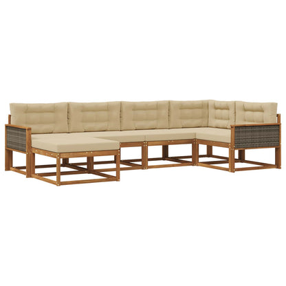 Set di divani da esterno con cuscino 6 pcs Naturale e Beige | homemem39