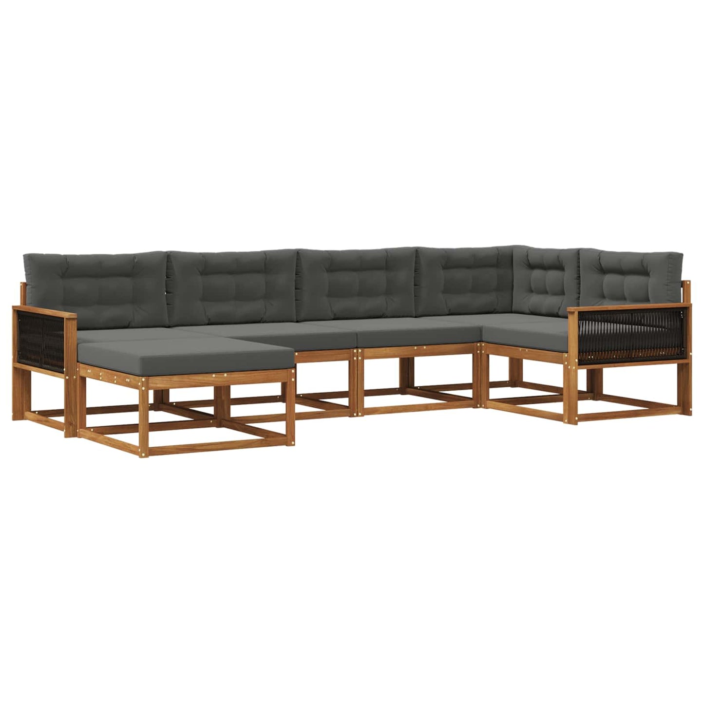 Set di divani da esterno con cuscino 6 pcs Naturale e Antracite