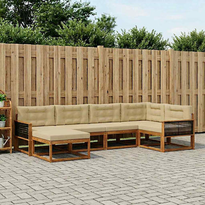 Set di divani da esterno con cuscino 6 pcs Naturale e Beige