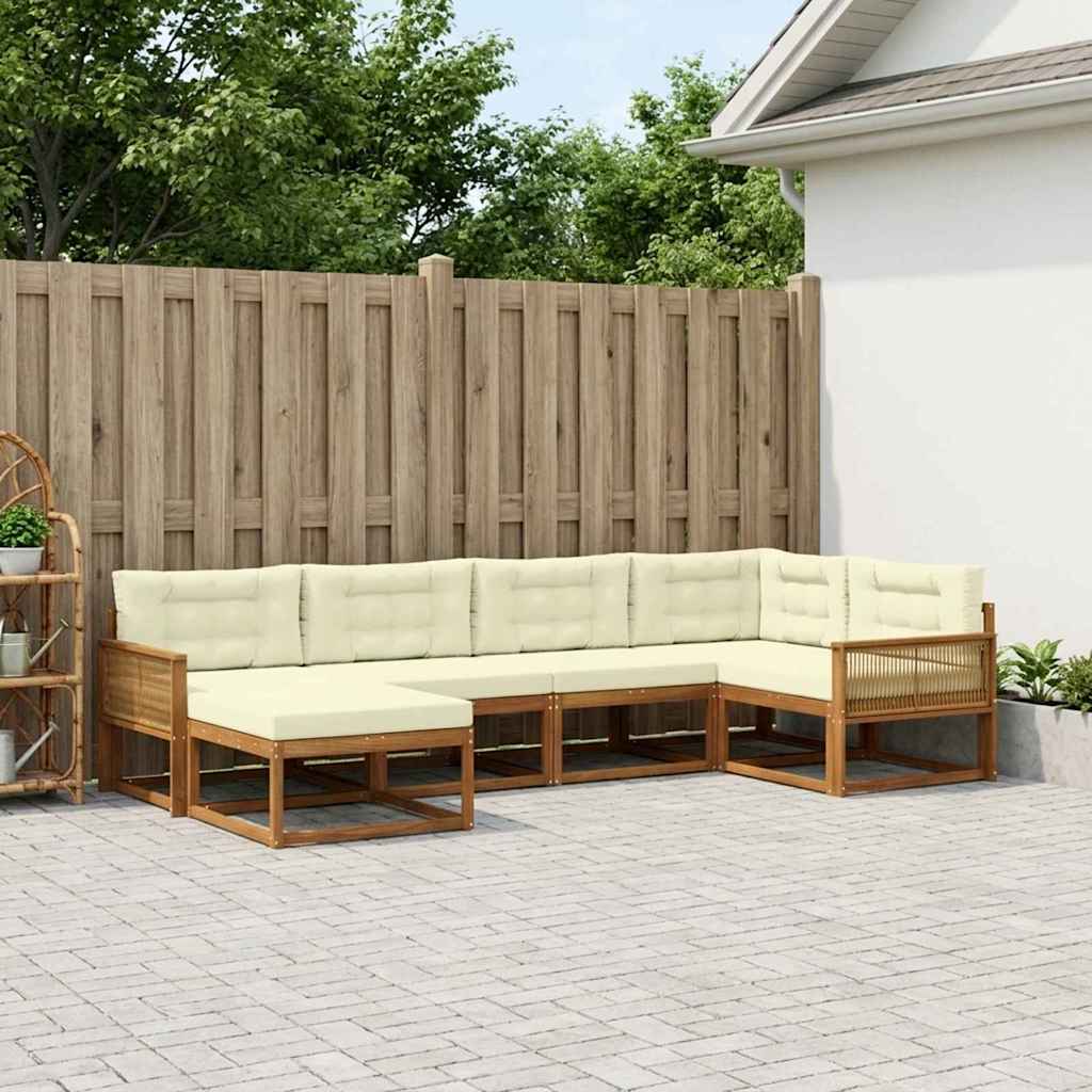 Set di divani da esterno con cuscino 6 pcs Naturale e Crema | homemem39