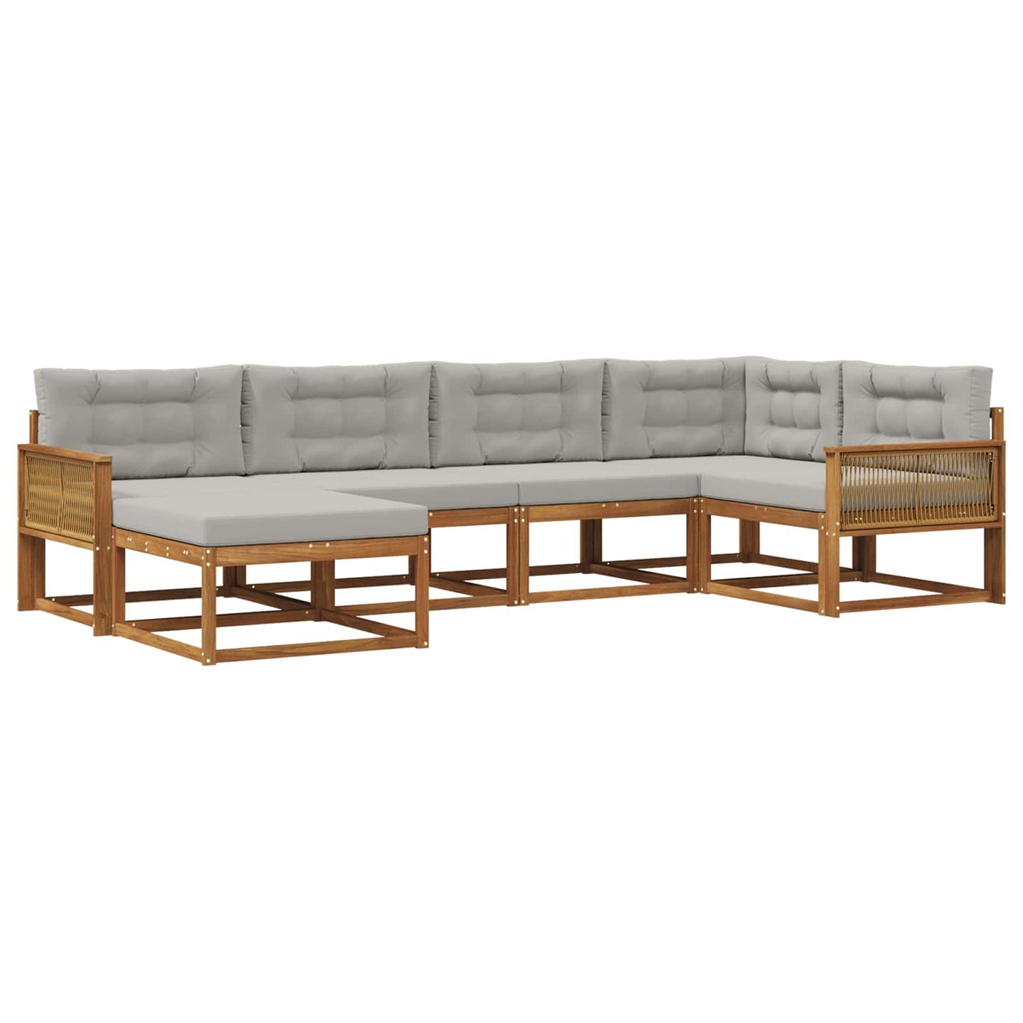 Set di divani da esterno 6 pcs Naturale e Grigio chiaro | homemem39