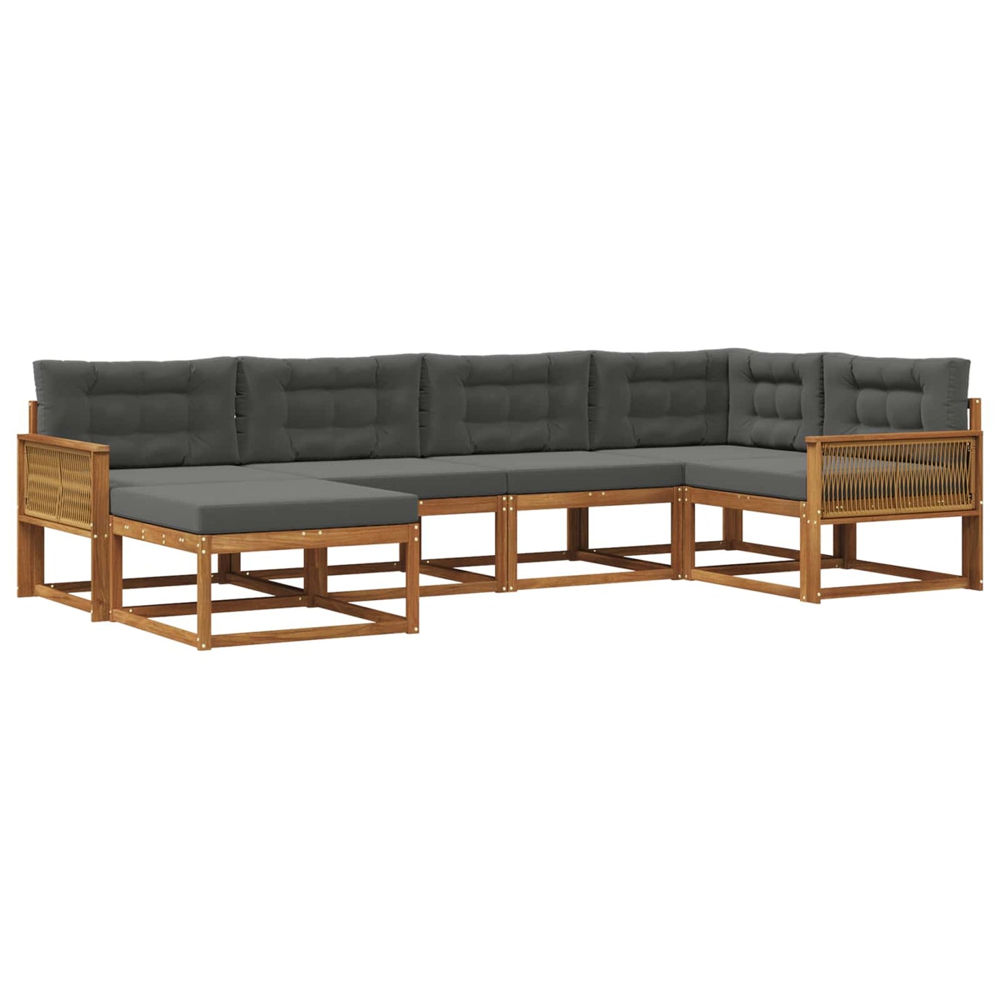 Set di divani da esterno con cuscino 6 pcs Naturale e Antracite | homemem39