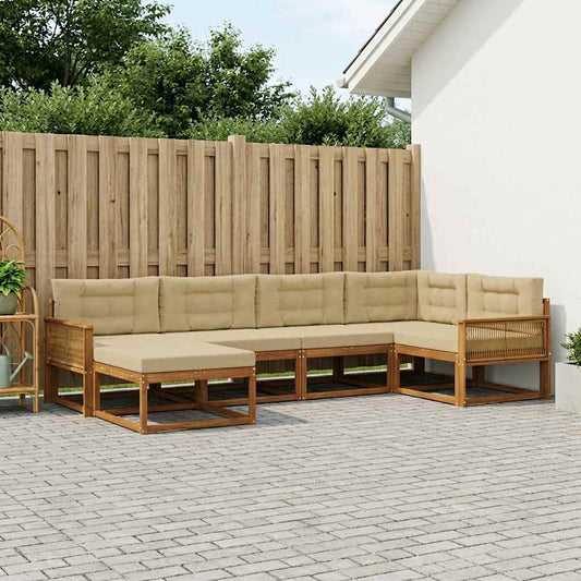 Set di divani da esterno 6 pcs Naturale e Beige