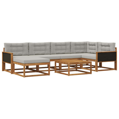 Set di divani da esterno 7 pcs Naturale e Grigio Chiaro