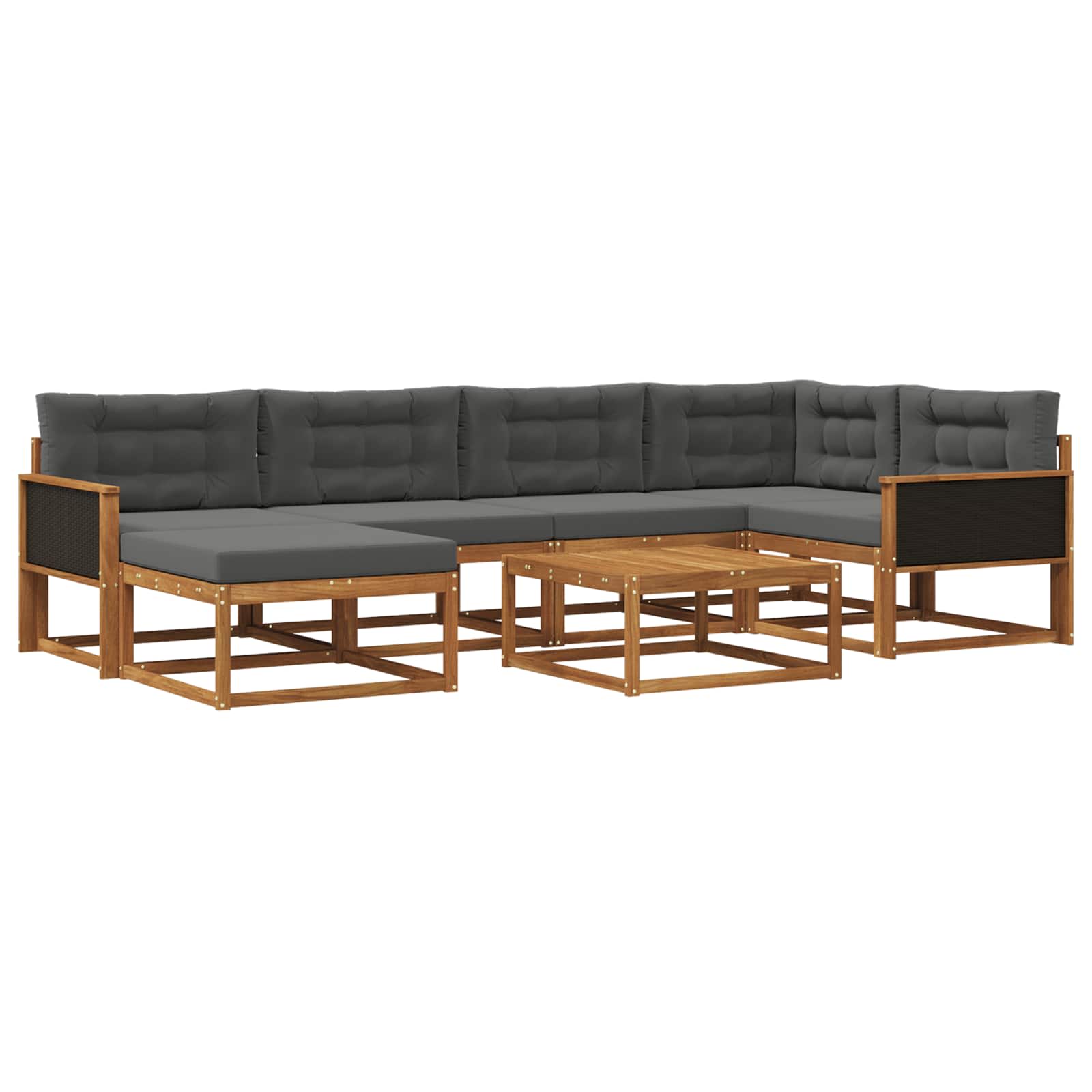 Set di divani da esterno con cuscino 7 pcs Naturale e Antracite | homemem39