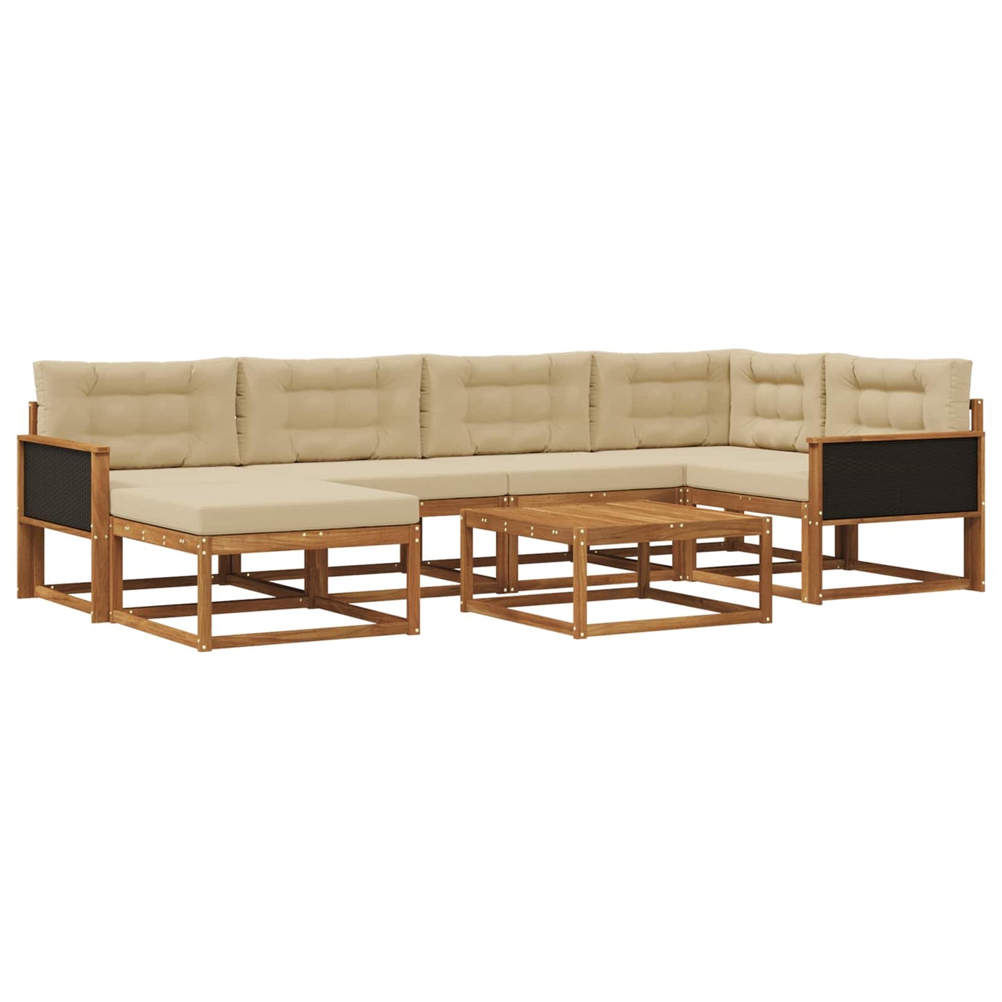 Set di divani da esterno con cuscino 7 pcs Naturale e Beige | homemem39
