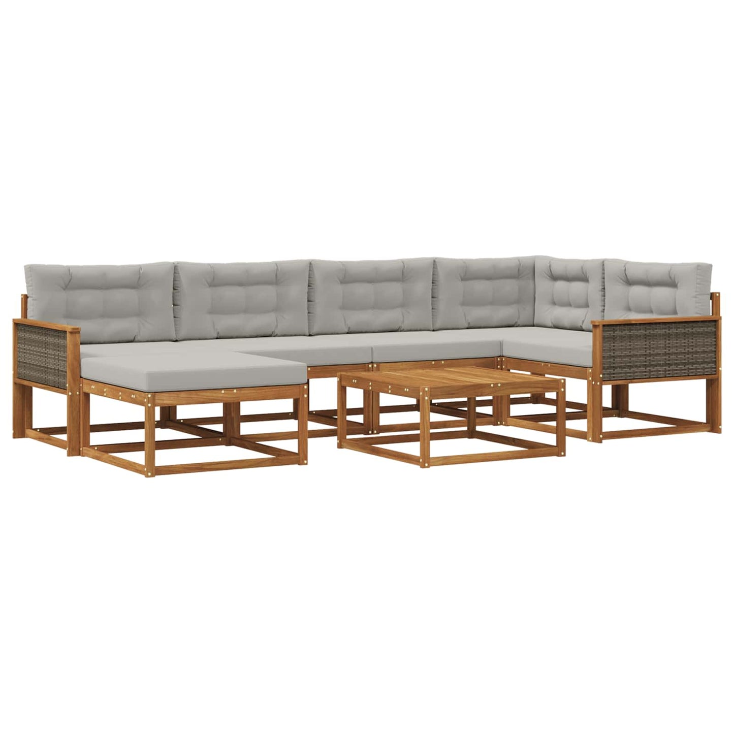Set di divani da esterno 7 pcs Naturale e Grigio Chiaro | homemem39
