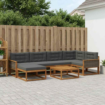Set di divani da esterno con cuscino 7 pcs Naturale e Antracite