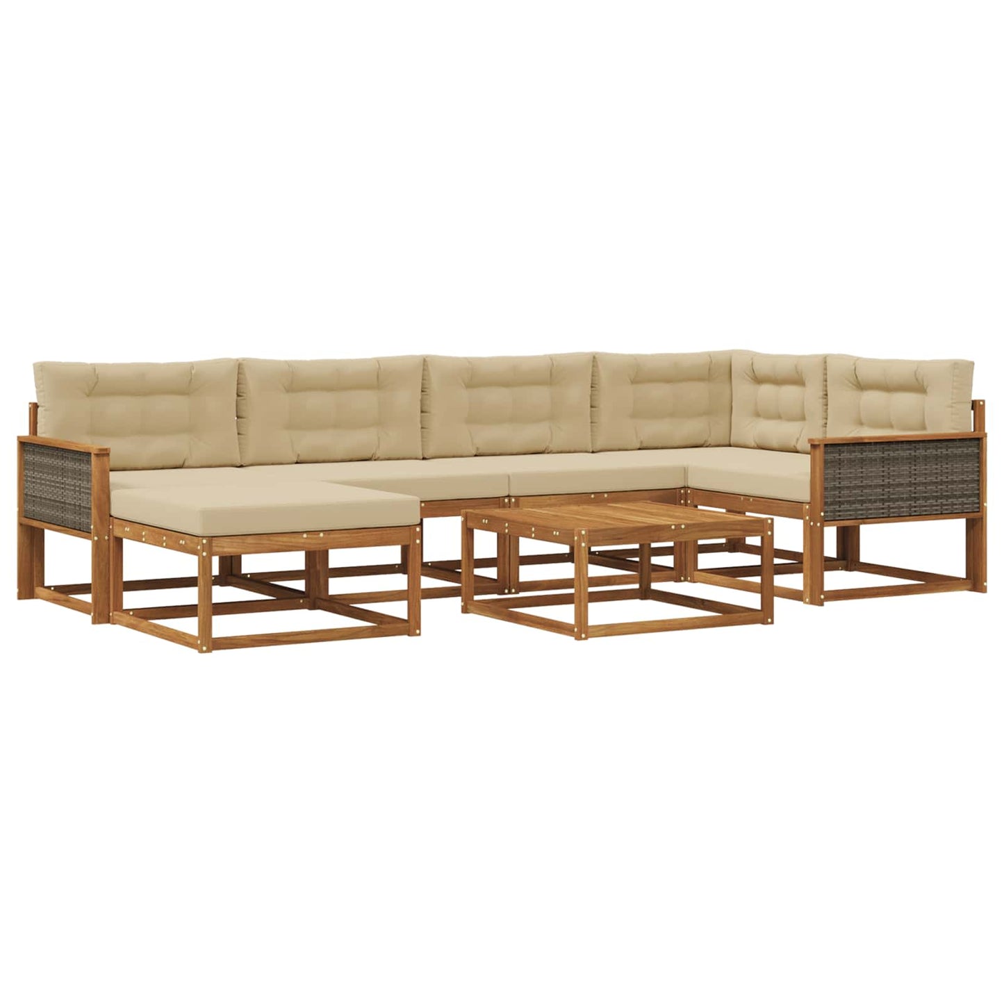 Set di divani da esterno con cuscino 7 pcs Naturale e Beige