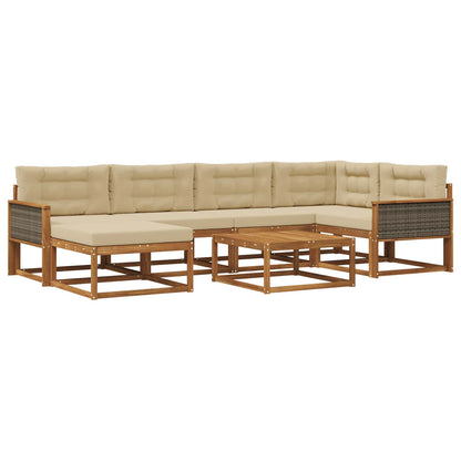 Set di divani da esterno con cuscino 7 pcs Naturale e Beige